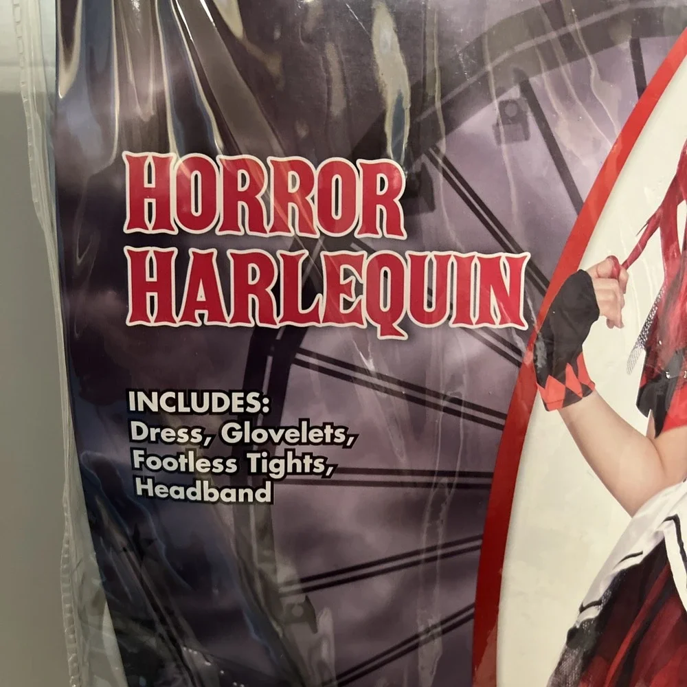 Spirit Horror Harlequin Costume Child Medium‎ 8-10 Inc: Dress 1-Glove Footless - Picture 4 of 7